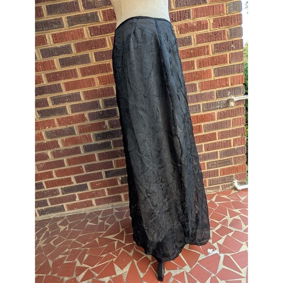 VTG 90s Y2K 'Necessary Objects' Black Crinkled Bubble Hem Maxi Skirt - (Sm/ 26") - Picture 5 of 7